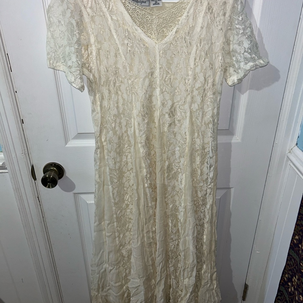 Cottagecore Cream Lace Dress